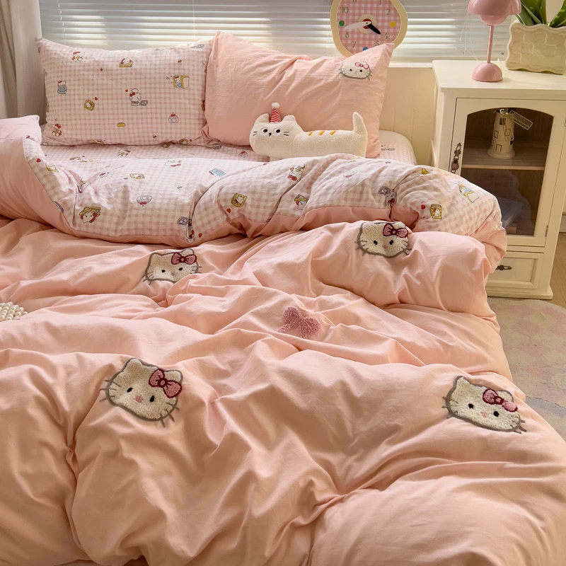 套装2025新款高克重水洗棉毛巾绣A类学生宿舍公主风四件套