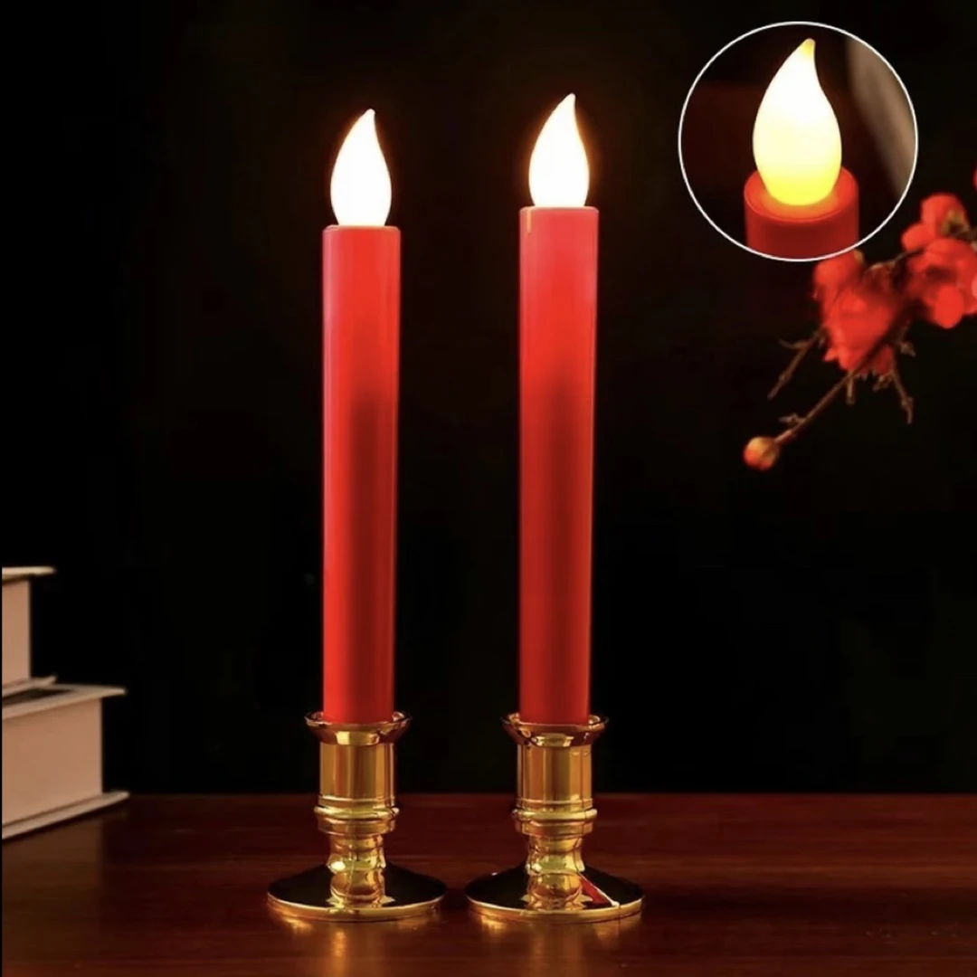 【大号电池款】鸿运过年春节必备喜庆创意蜡烛灯装饰摇摆仿真蜡烛