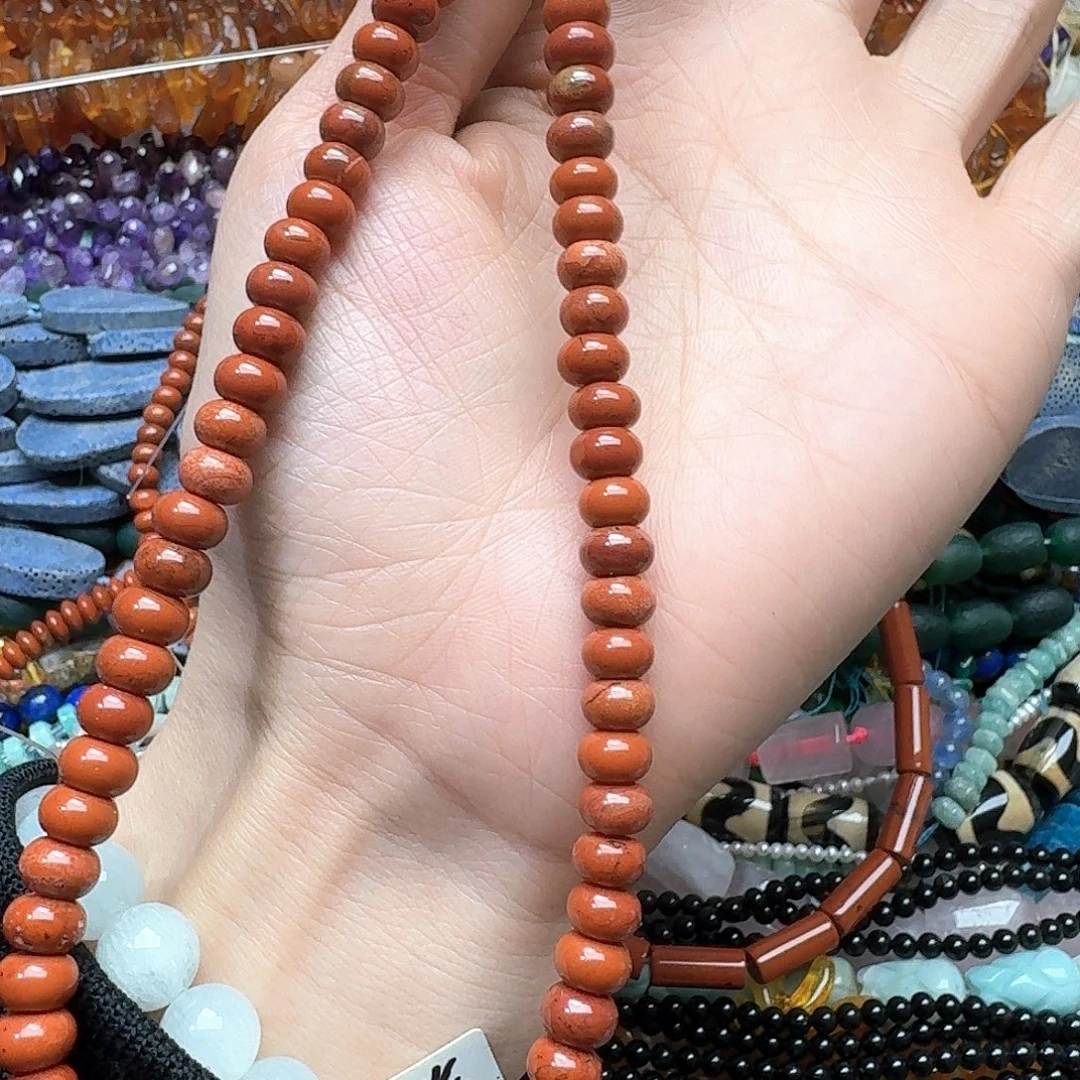 玛瑙/玉髓合金珠宝半成品一条8mm红石算盘