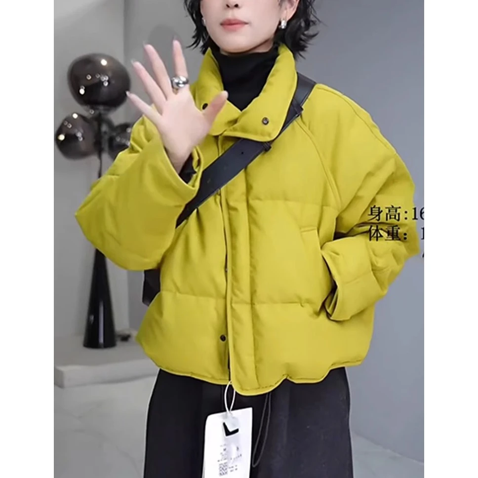 休闲百搭立领短款面包服女2025春季款小棉袄加厚保暖棉服外套0878