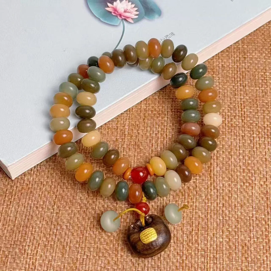 敦煌多宝色菩提60颗手链算盘珠双圈手持9*6mm