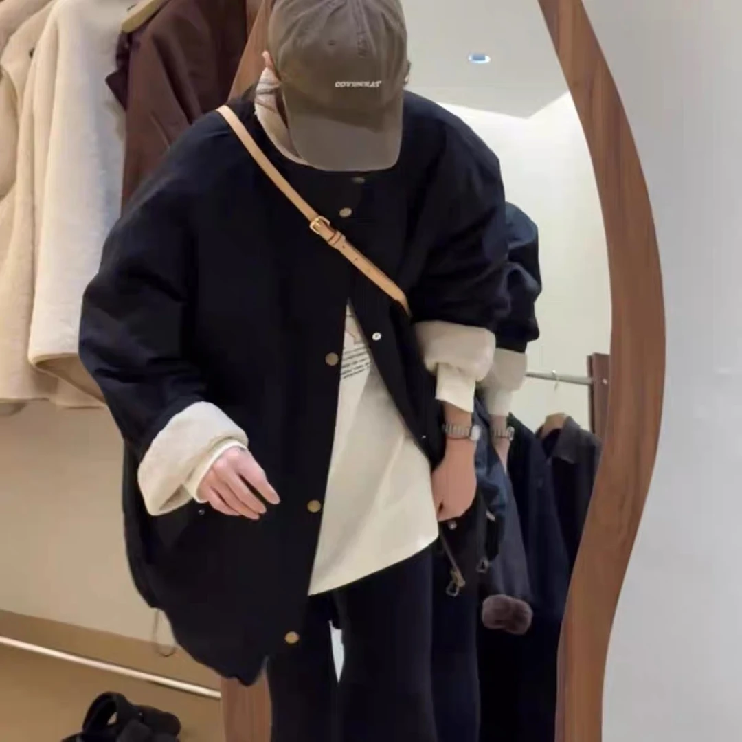 格姐家~超百搭加绒中长款百搭外套2475