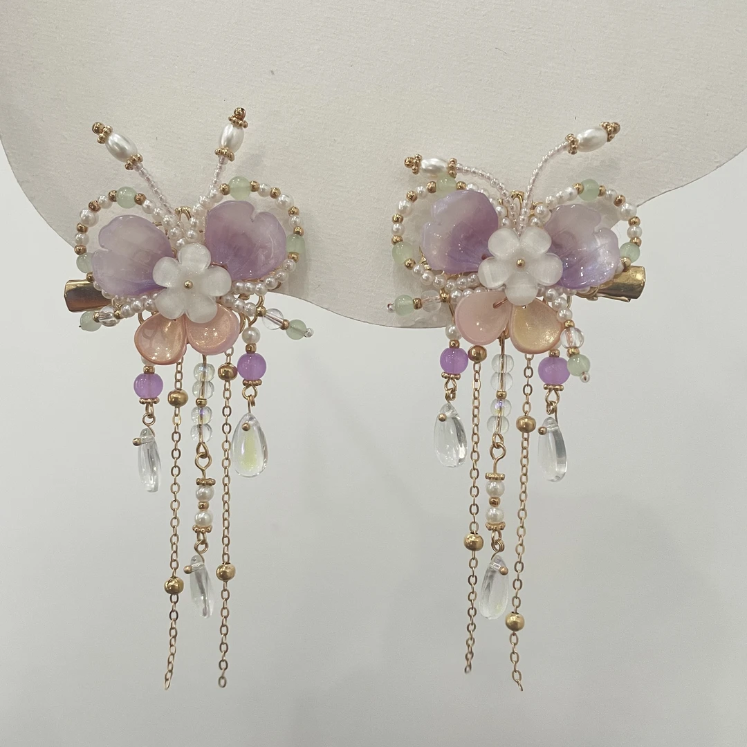 古风仙气长流苏蝴蝶对夹