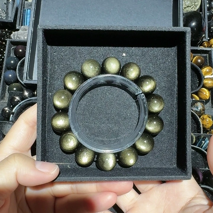 用***8黑曜岩未镶嵌手链