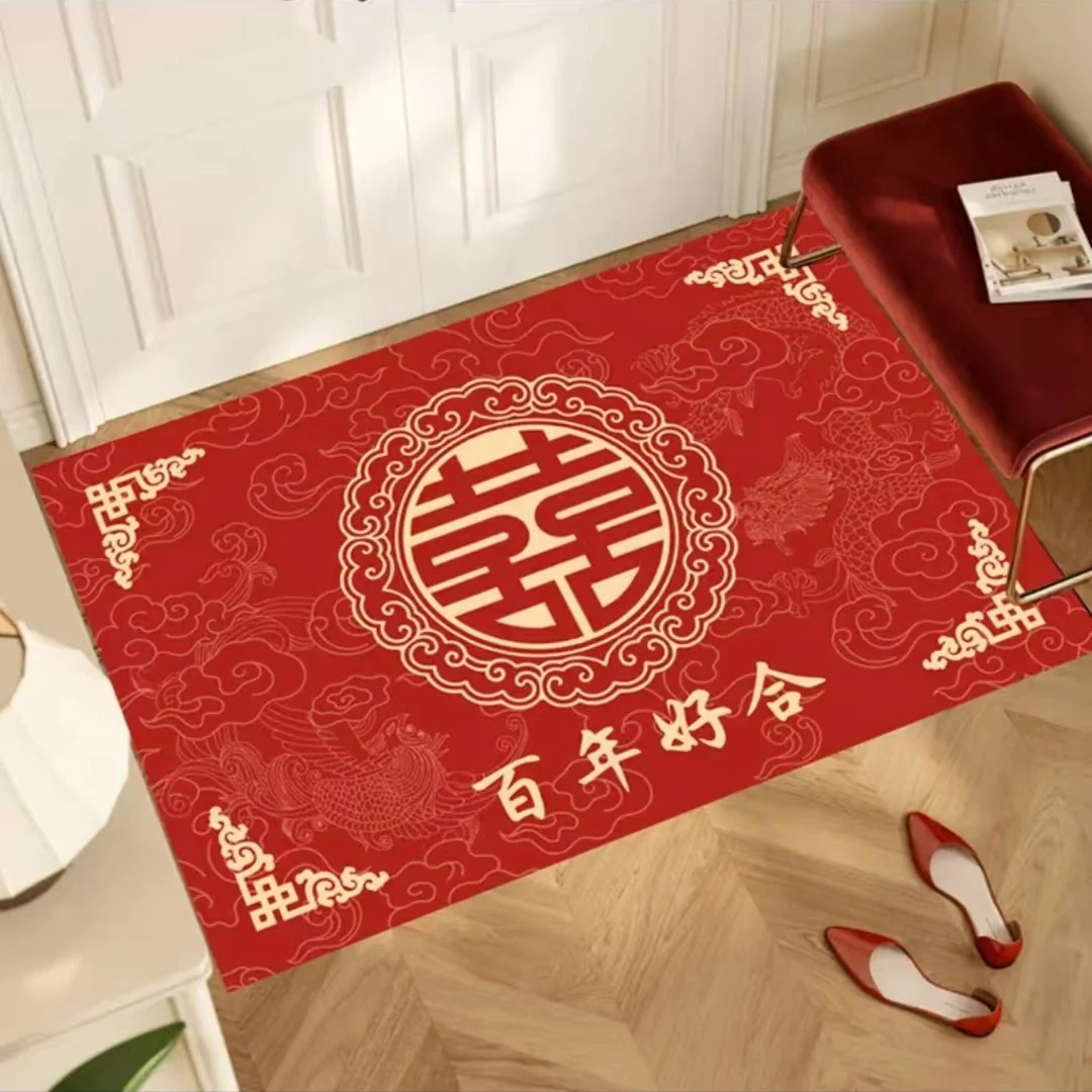 结婚入户门硅藻泥地垫喜庆入户门垫防滑垫子卧室家用脚垫婚房吸水