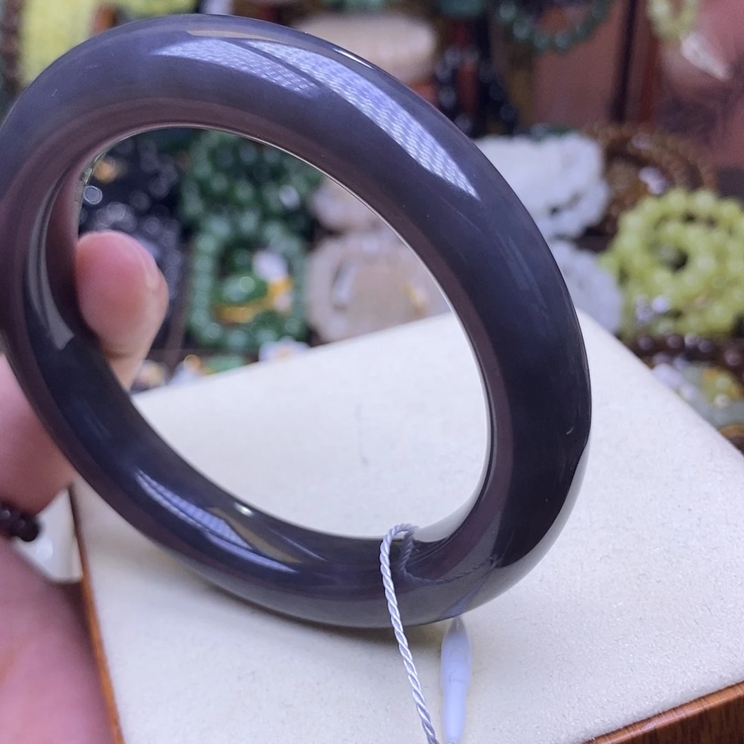 手链未镶嵌和田玉59浓烟紫帝王紫老料正圈手镯