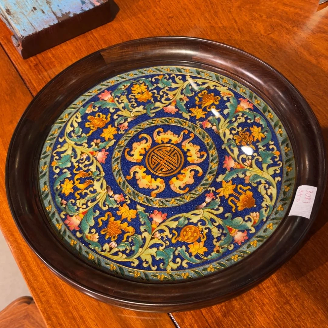 我***相红酸枝木类置物架交趾黄檀圆形承盘