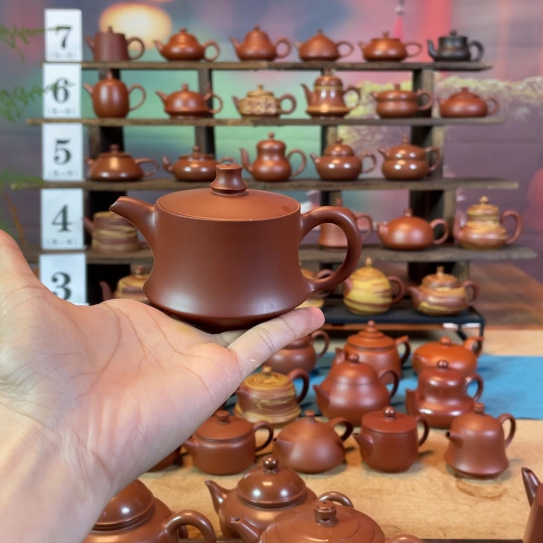 茶壶紫砂红***?潮州手工手拉朱泥开怀壶