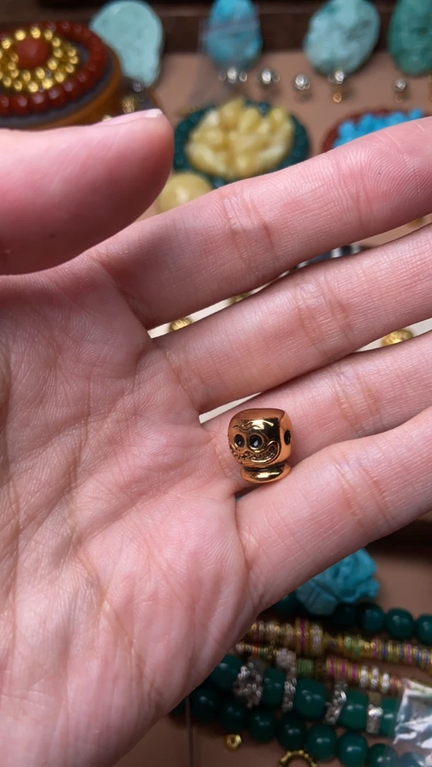 925银银制品 17号平头哥金色一个10mm配饰