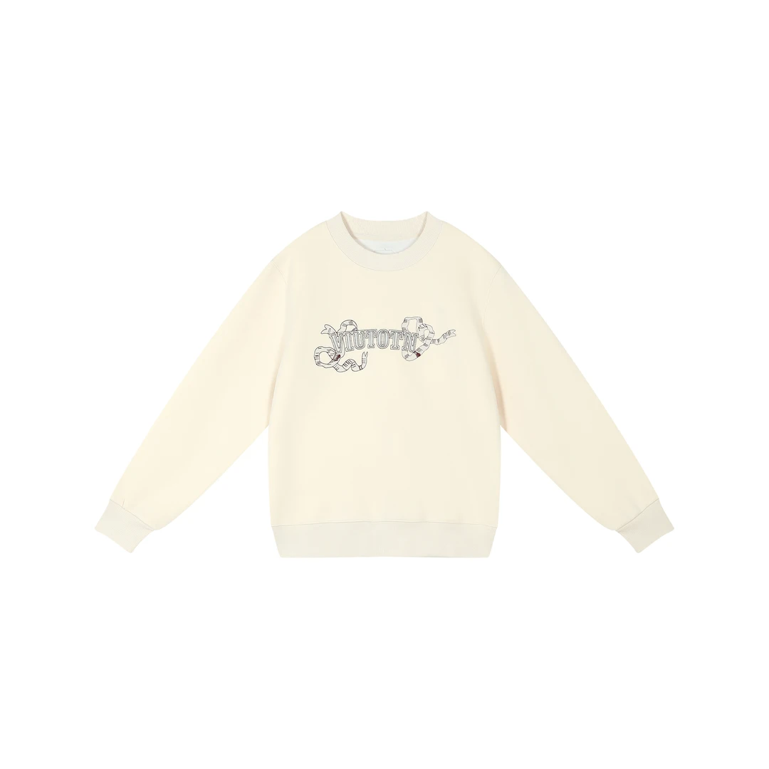 COCO SALOME⒄【音乐字符】设计百搭简约时尚加绒圆领宽松卫衣