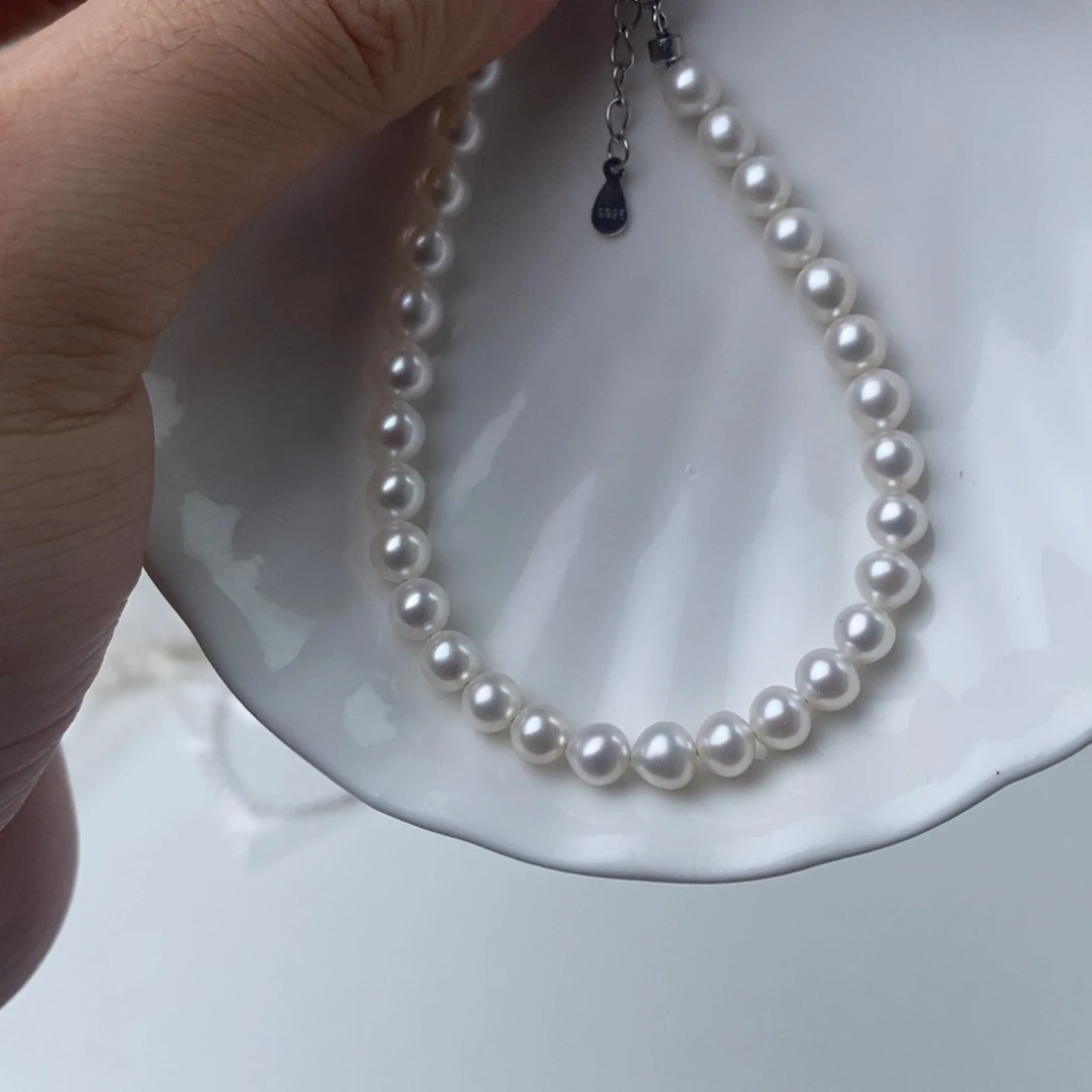 银S925镶嵌项链淡水珍珠