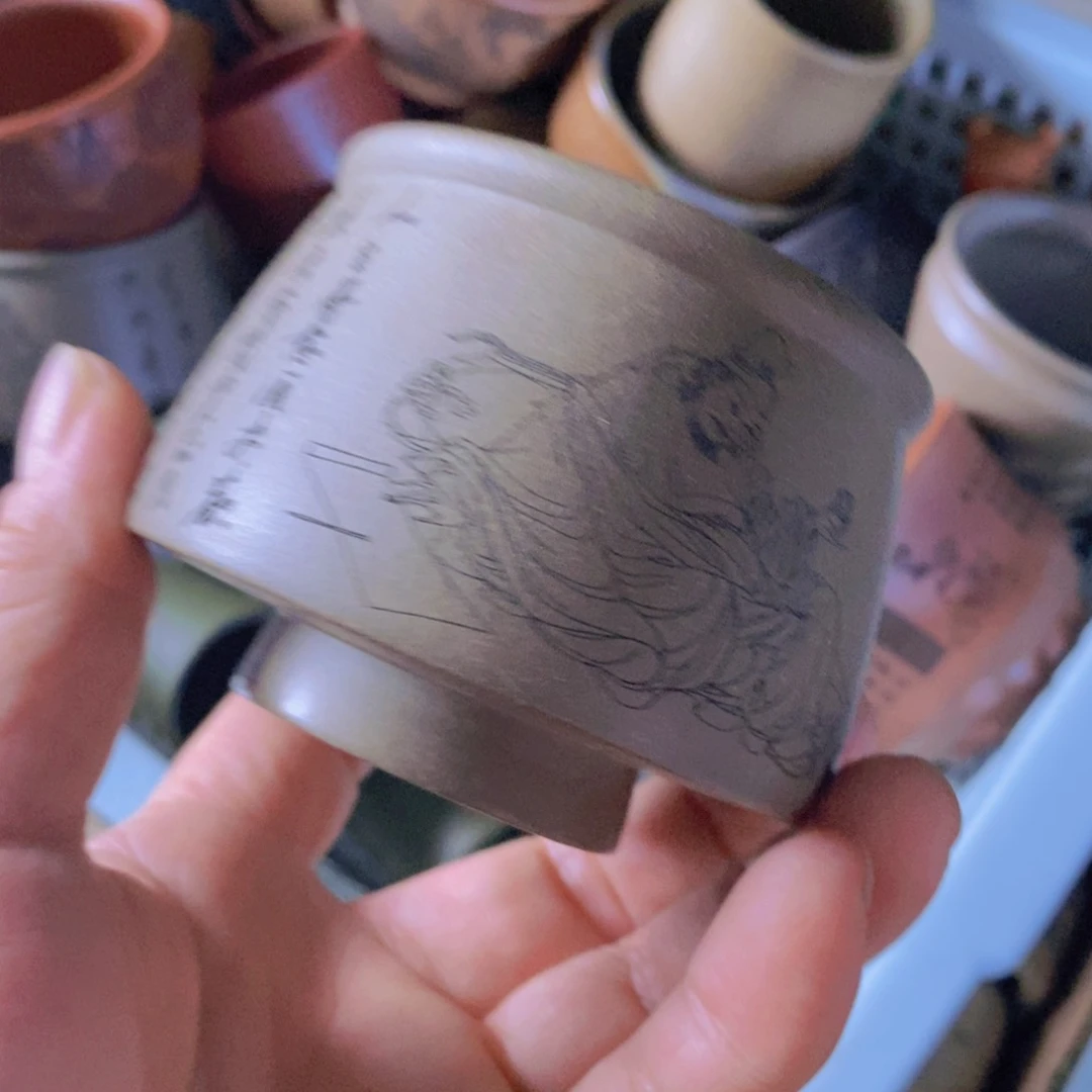 茶杯绿泥紫砂紫砂