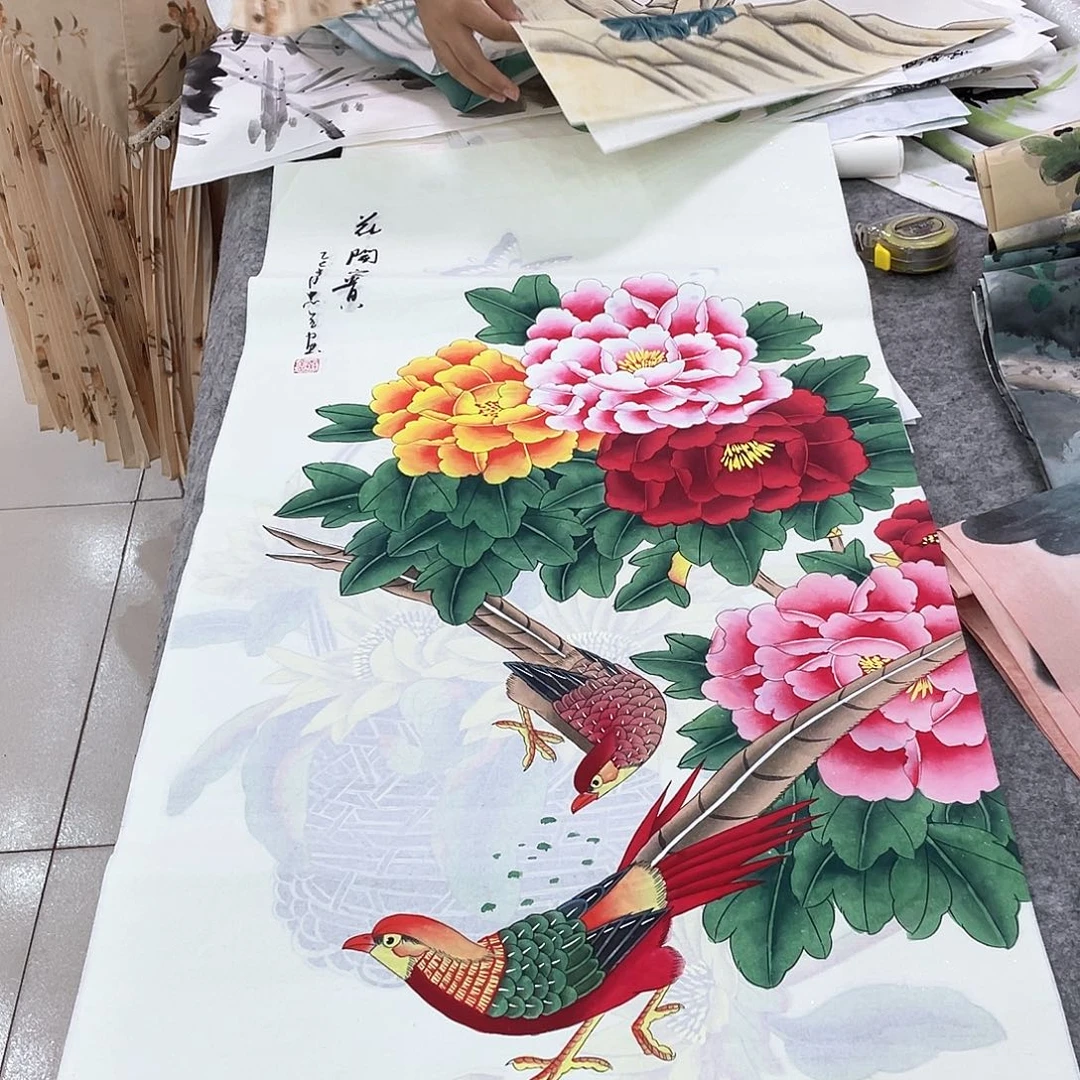 国画纯手绘山水花鸟