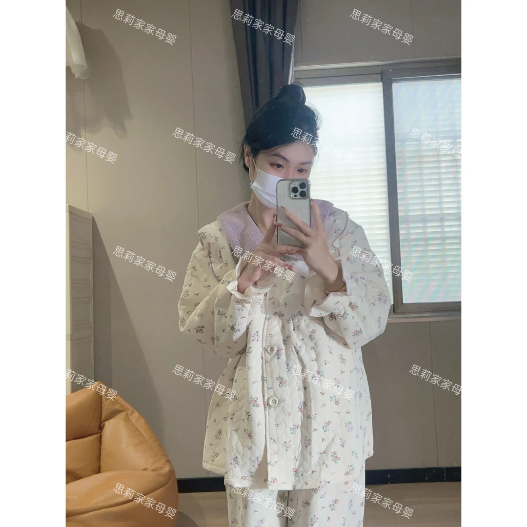 秋冬季空气棉月子服大码200斤孕妇睡衣产妇产后哺乳喂奶保暖待产