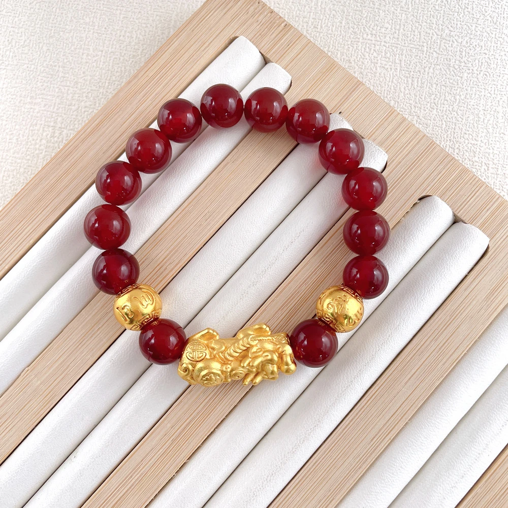 合金手链 【中阿】迪拜锡金女款红色貔貅手链K