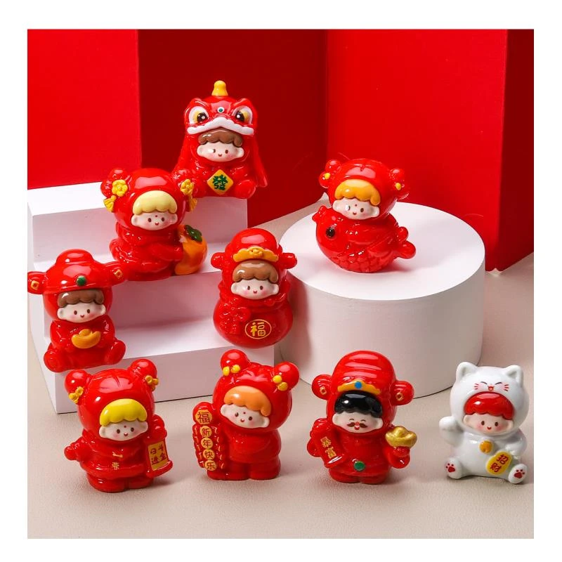 【直播拆】（九宫格玩法）实色立体新年发财阿卓DIY二改饰品萌粒摆件