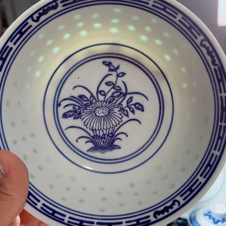 青花玲珑7寸面碗兰花