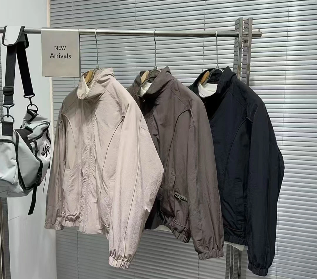 春季新款拼接纯色防水短款飞行员上衣外套男装立领百搭韩版夹克