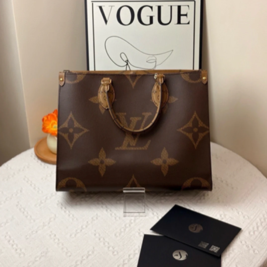 95新 LouisVuitton/路易威登 onthego 中号 老花 芯片款 /JW5586