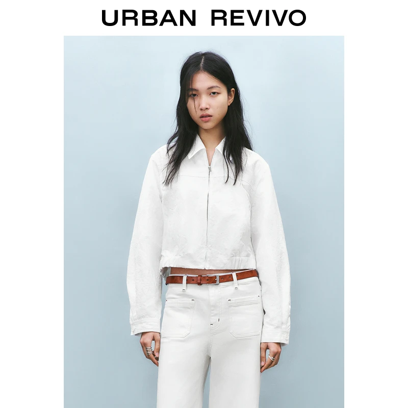 UR2025春季新品女装欧若风休闲简约口袋拉链宽松外套UYU150015