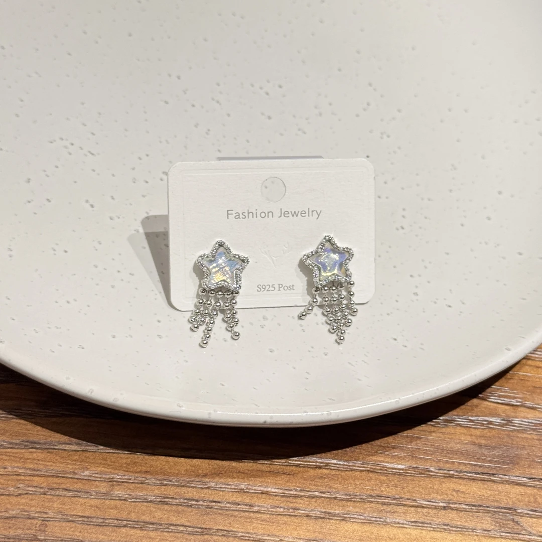 铜合金耳饰 AL5563 星星迷人眼 星星流苏耳环高级感轻奢耳钉流苏