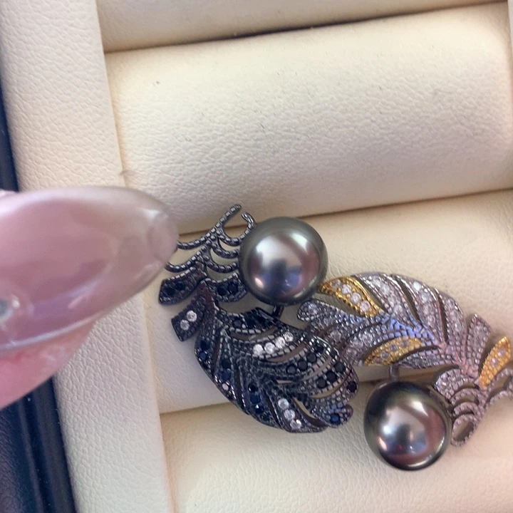 银S925镶嵌耳饰海水珍珠