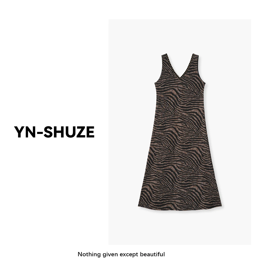 YN-SHUZE【猫与情书】设计师气质V领连衣裙SZ-YNB-D016