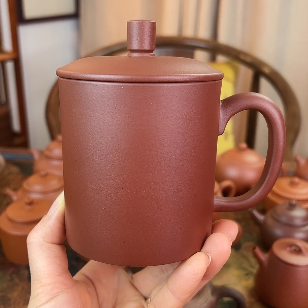 茶壶紫砂精品 静心盖杯 紫泥 420cc