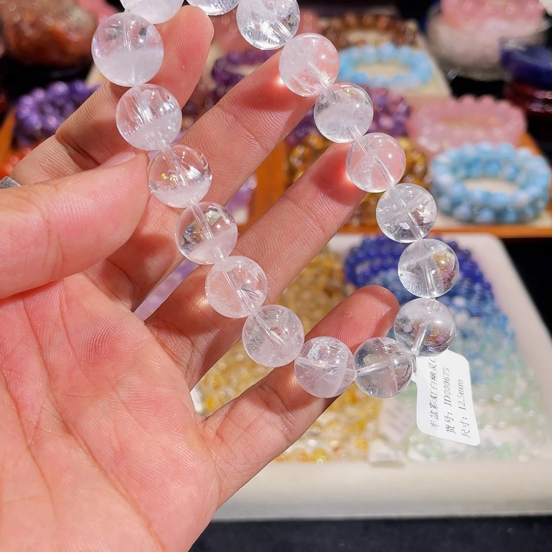 手链水晶未镶嵌半盆彩虹白幽灵12.5mm