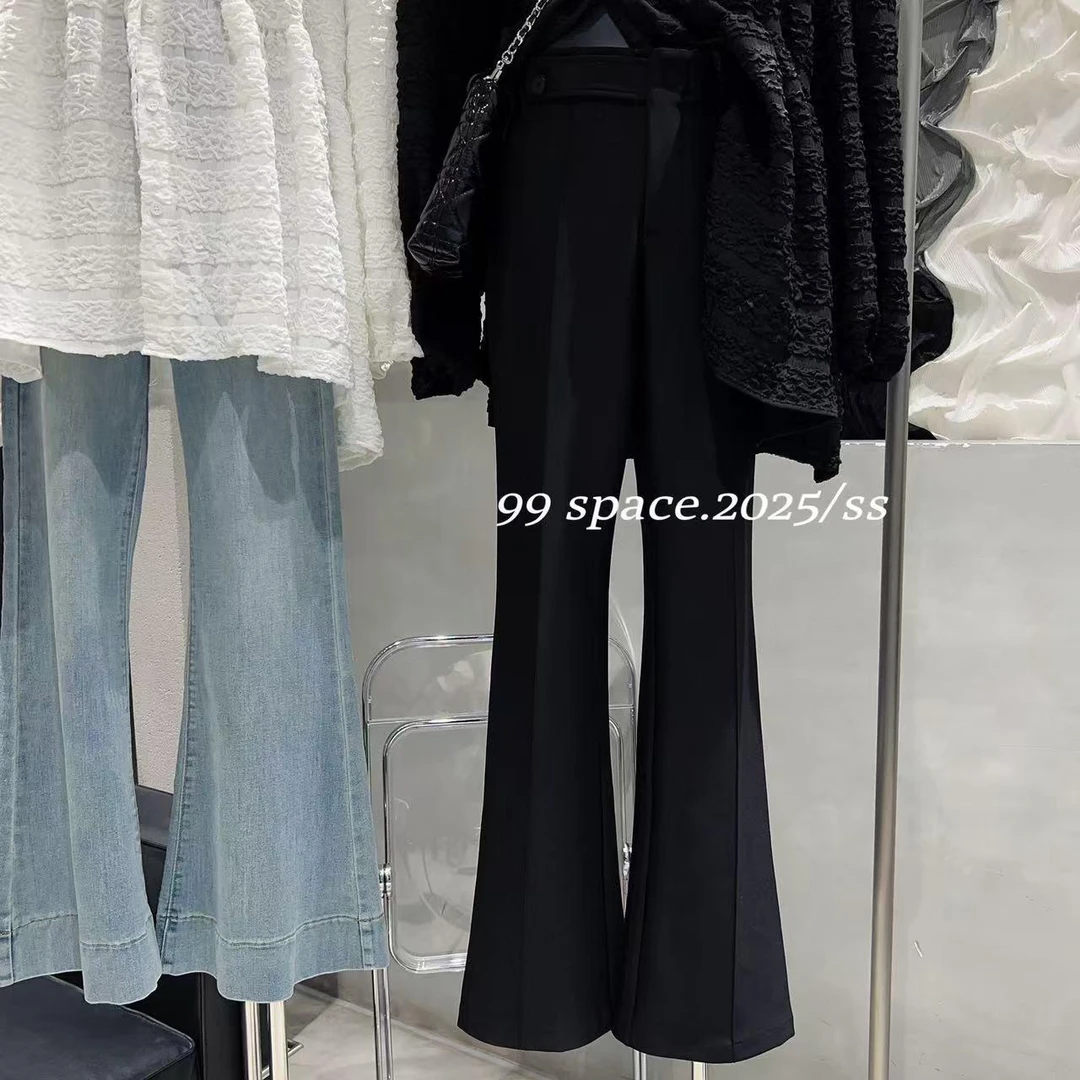 杨杨 99-新款—显瘦修身单扣弹力小黑裤2539