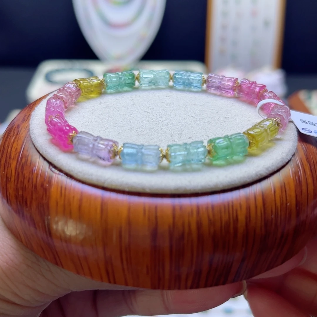 碧玺手链未镶嵌荧光莲花