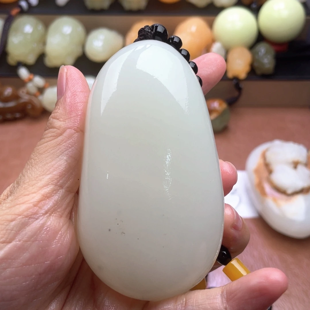 用***1石材天然古青石手把件