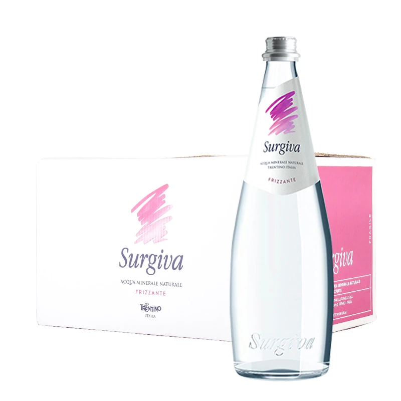 意大利进口苏吉瓦玻璃瓶高端水招待250ml/750ml含气无气矿泉水