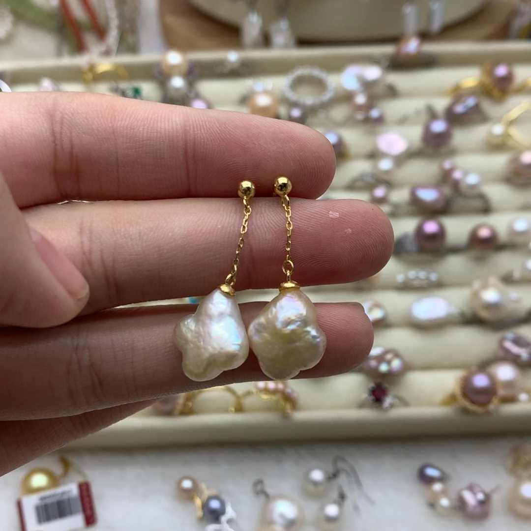 淡水珍珠耳饰银S925镶嵌