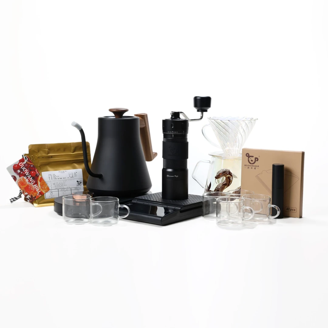 杯中雀十星镀钛鲨齿磨豆机手冲咖啡便携手磨意式套装