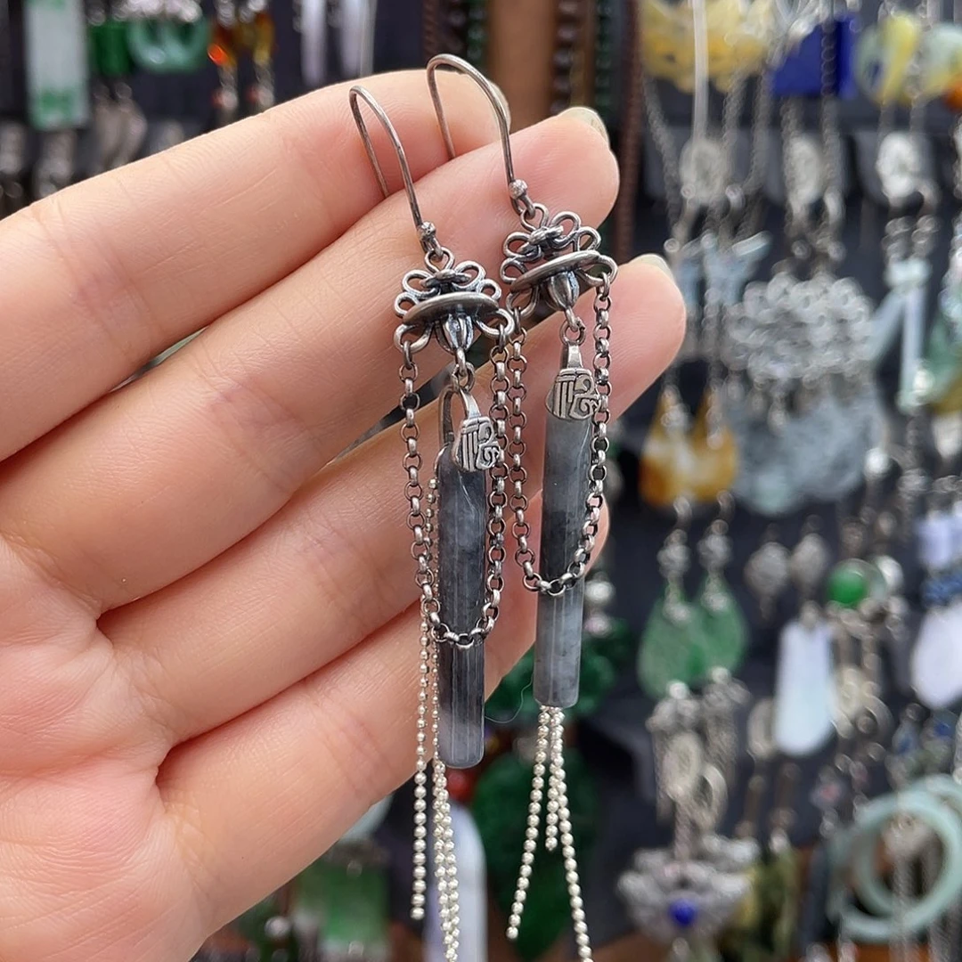 翡翠银S925镶嵌耳饰桃****店074fgbhgg