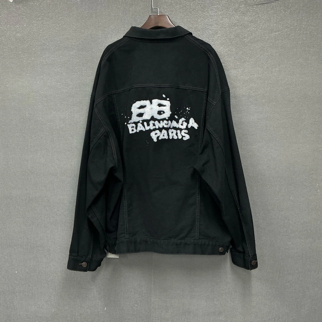 未使用 Balenciaga/巴黎世家 双B涂鸦牛仔夹克外套带吊3、4码/3195