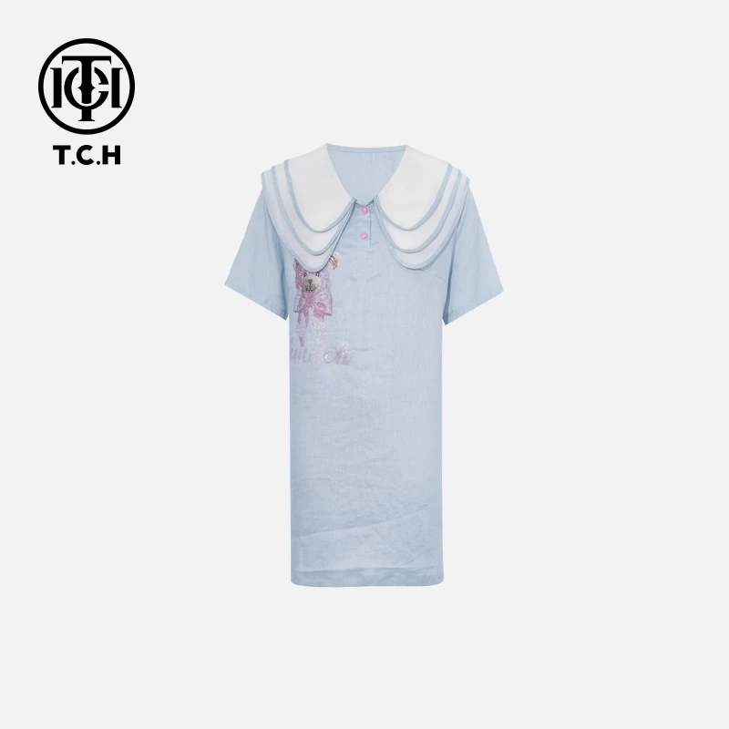 TCH私服烫钻工艺新时尚淑女百搭潮流连衣裙女T75B30E5042轻奢tch