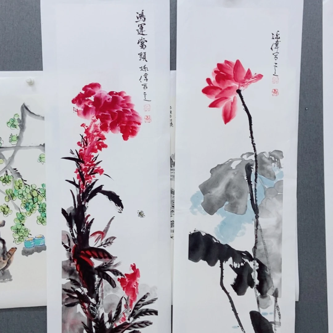 西***板国画手写手绘国画37两个