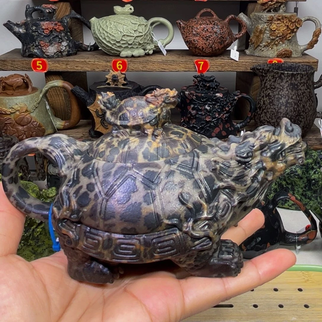 石材冰碛岩龙龟壶有纹200cc