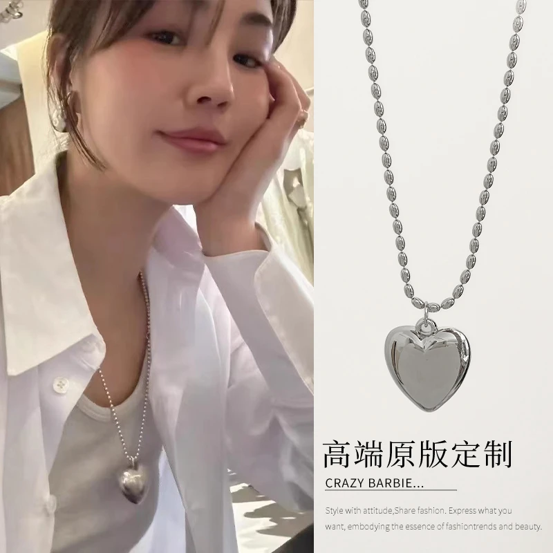 铜合金吊坠 长款爱心吊坠项链配饰女小众设计高级感锁骨链新款ins