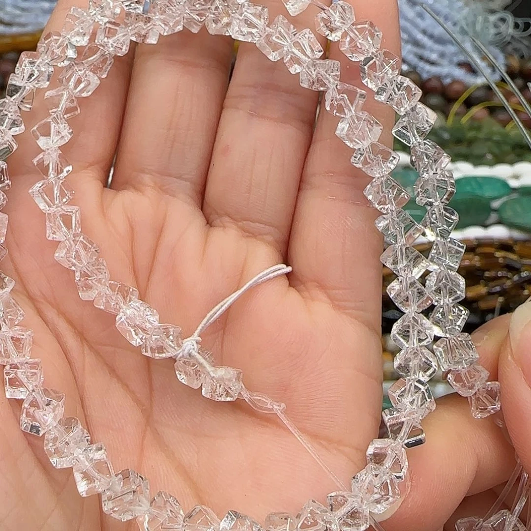 合金玛瑙/玉髓珠宝半成品白水晶对角5mm一条