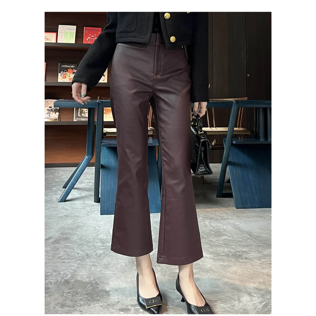 KIKI严选：69301-YER家欧洲站南油秋季新款涂层磨毛小喇叭裤