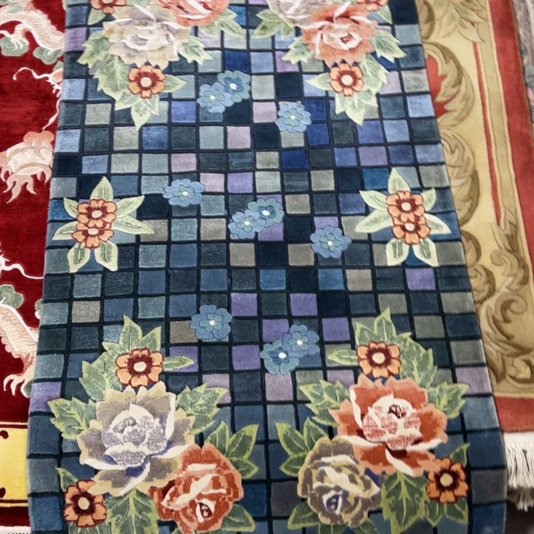 羊毛70×120纯手工蚕丝地毯