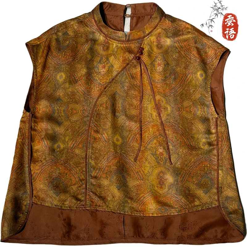 【敦煌壁画短袖】桑蚕丝香云纱立领短袖