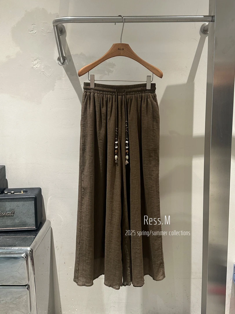 福秒-肌理感的～松紧腰阔腿休闲裤（RM03128#）RESS.M