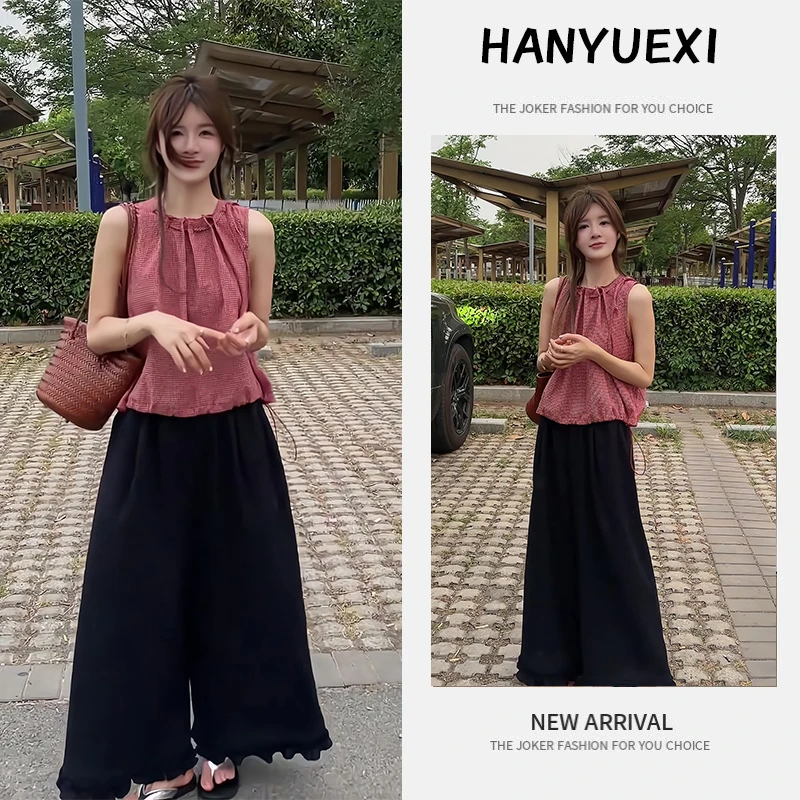 夏季一整套女装2025年新款韩版减龄时尚气质无袖上衣休闲裤两件套