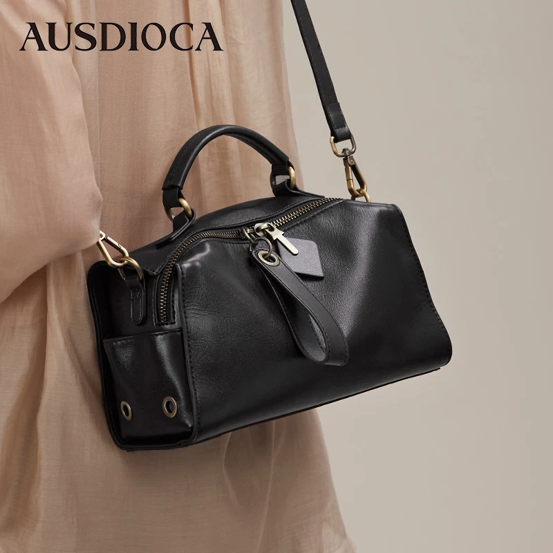 AUSDIOCA/澳迪佳真皮包包枕头包手提单肩斜挎包头层牛皮77602
