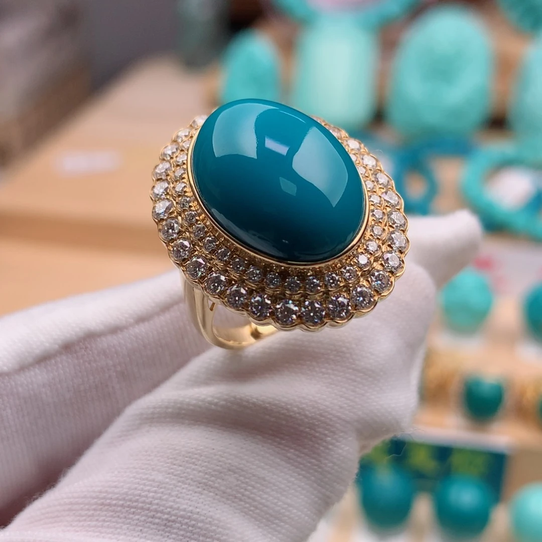 绿松石珠宝奇石18K金镶嵌