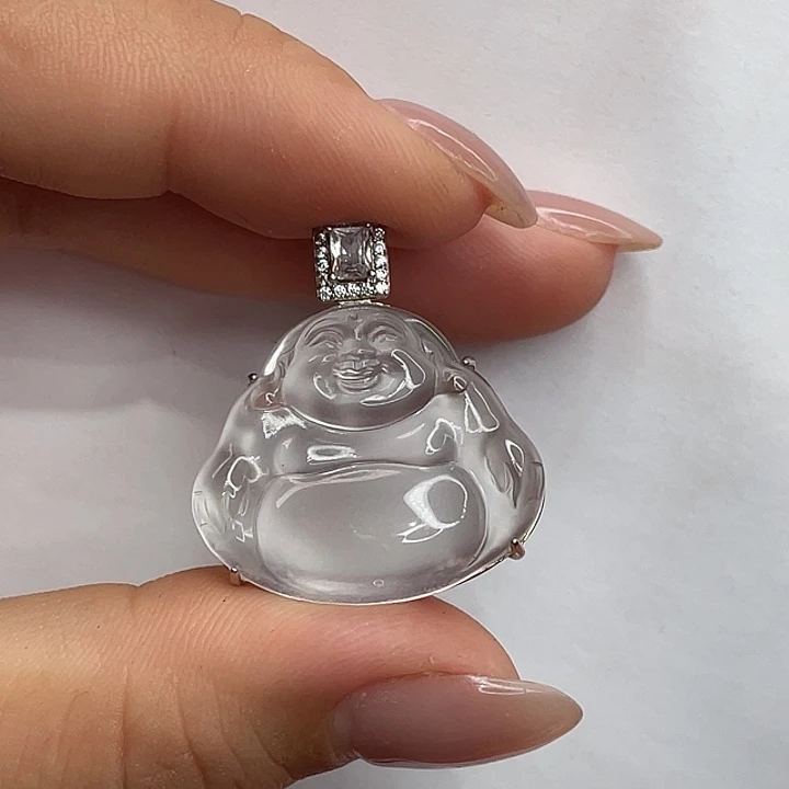 石英质玉银S925镶嵌黑钢佛仅一单